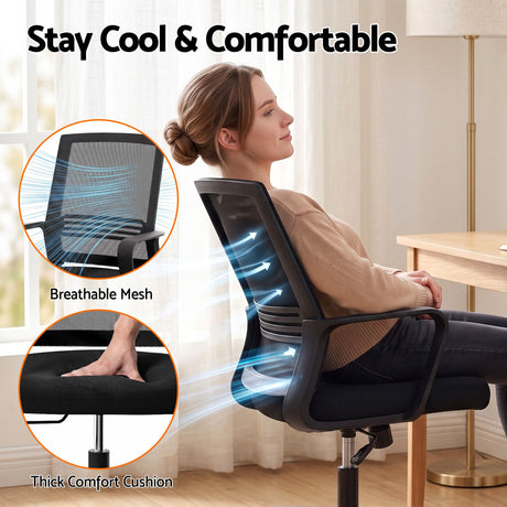 Cottesloe black mid back mesh office chair in a home office