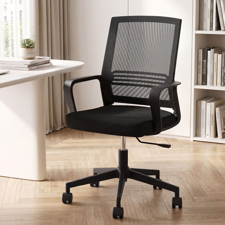 Cottesloe black mid back mesh office chair in a home office