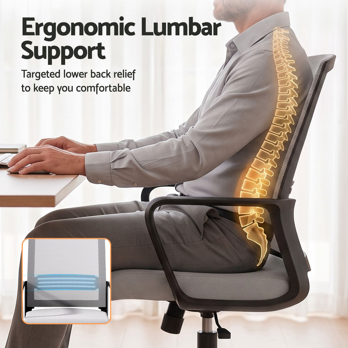 Cottesloe grey mid back mesh office chair in a home office