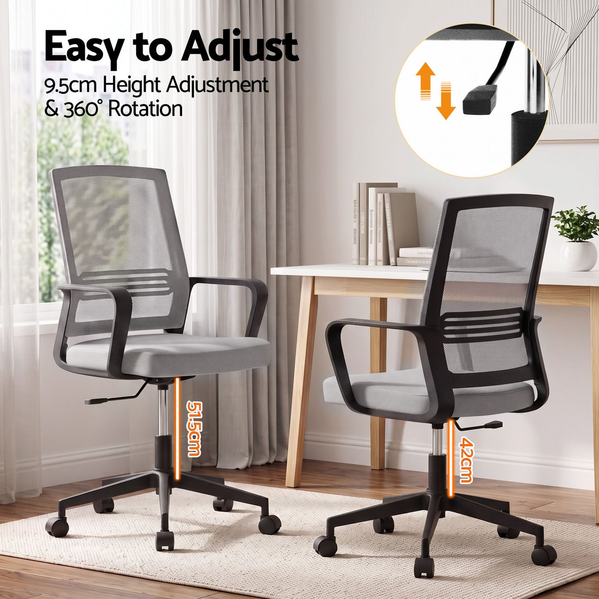 Cottesloe grey mid back mesh office chair in a home office