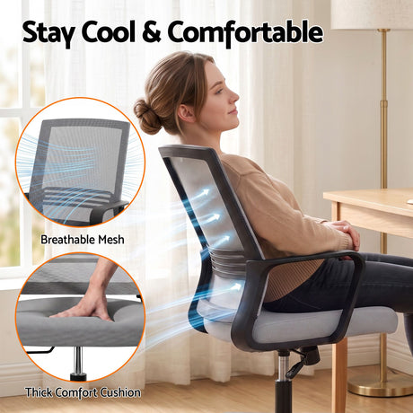 Cottesloe grey mid back mesh office chair in a home office