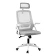 Cottesloe grey and white ergonomic mesh office chair with headrest in a home office