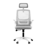 Cottesloe grey and white ergonomic mesh office chair with headrest in a home office