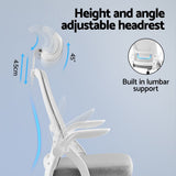 Cottesloe grey and white ergonomic mesh office chair with headrest in a home office