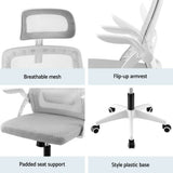 Cottesloe grey and white ergonomic mesh office chair with headrest in a home office