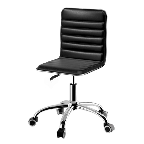 Dowerin black faux leather low back office chair with metal base