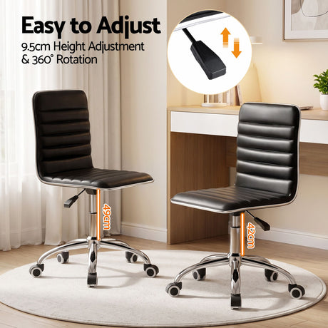 Dowerin black faux leather low back office chair with metal base