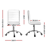 Dowerin white faux leather low back office chair with metal base