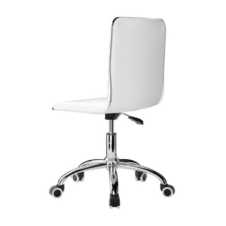 Dowerin white faux leather low back office chair with metal base