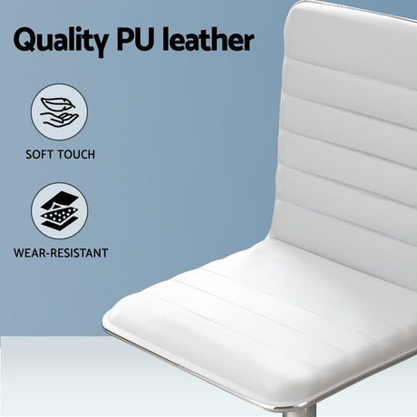 Dowerin white faux leather low back office chair with metal base