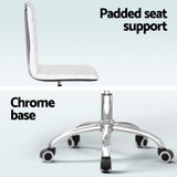 Dowerin white faux leather low back office chair with metal base