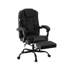 Busselton black fabric executive office chair with footrest