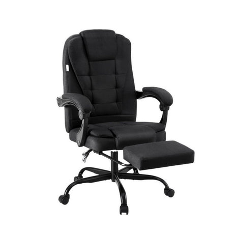 Busselton black fabric executive office chair with footrest