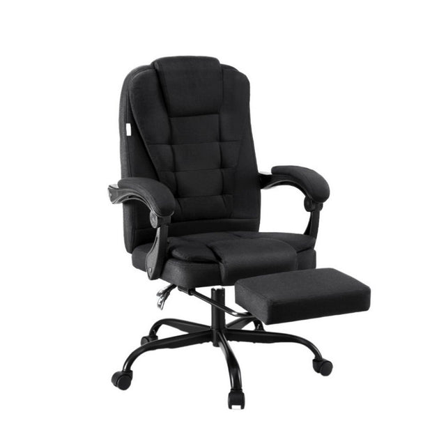 Busselton black fabric executive office chair with footrest