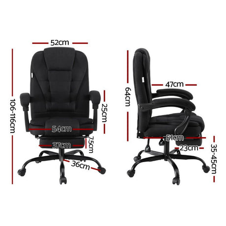 Busselton black fabric executive office chair with footrest