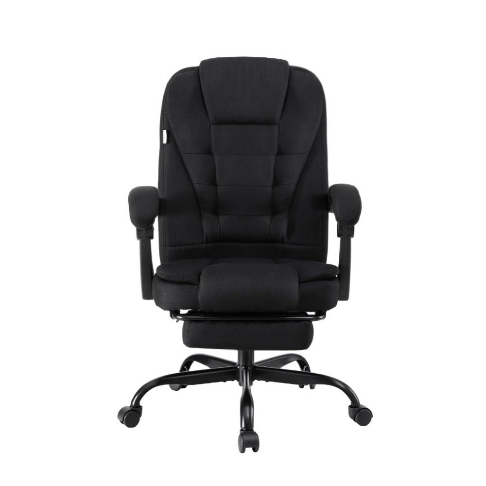 Busselton black fabric executive office chair with footrest