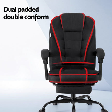 Busselton black fabric executive office chair with footrest