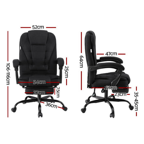 Artiss Executive Office Chair with Footrest Black High-Back Fabric — Allure Home Collections