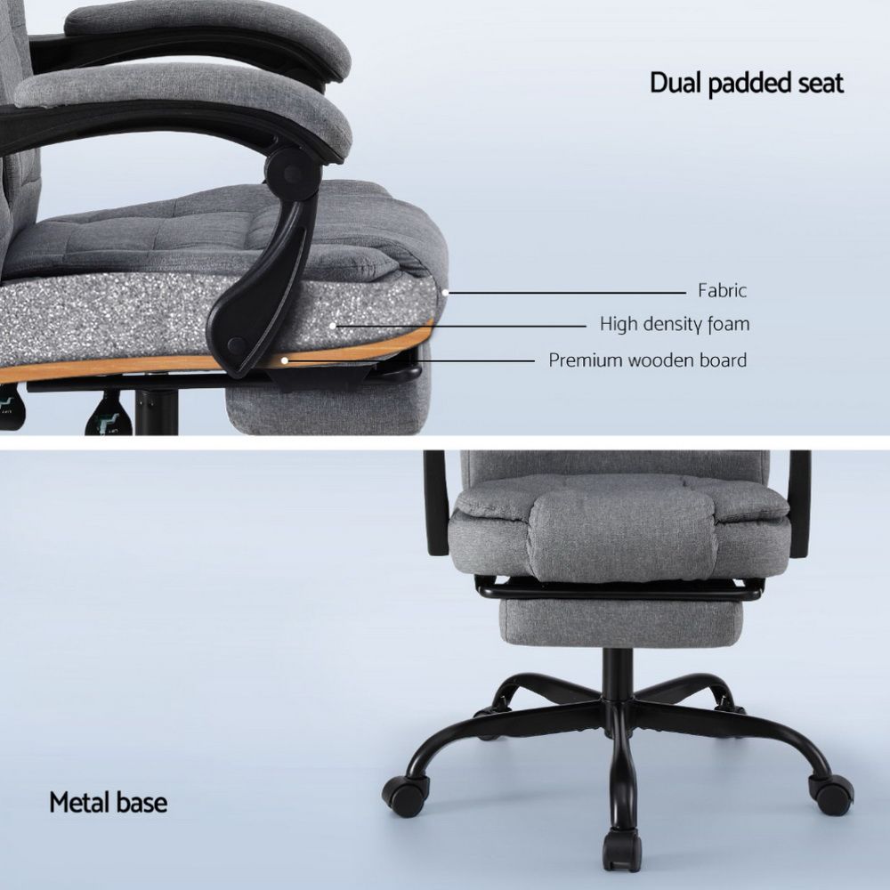 Busselton grey fabric executive office chair with footrest