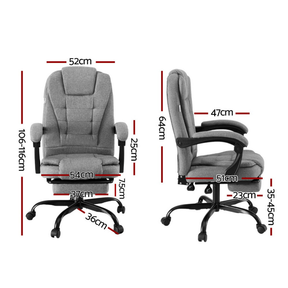 Artiss Executive Office Chair with Footrest Grey High-Back Fabric — Allure Home Collections