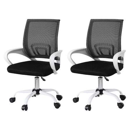 Kinross white mesh office chair pair