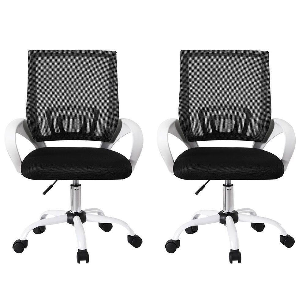 Kinross white mesh office chair pair, view 3