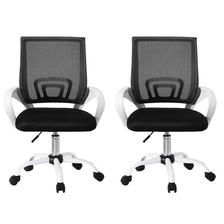 Kinross white mesh office chair pair, view 3