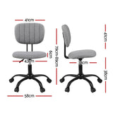 Pingelly grey armless fabric office chair in a small home office