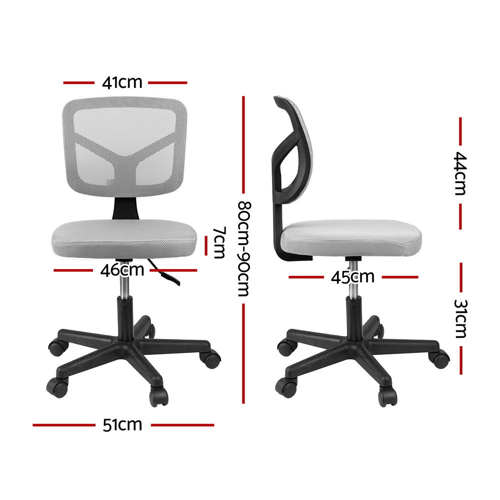 Dwellingup grey armless ergonomic mesh office chair