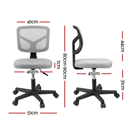 Dwellingup grey armless ergonomic mesh office chair