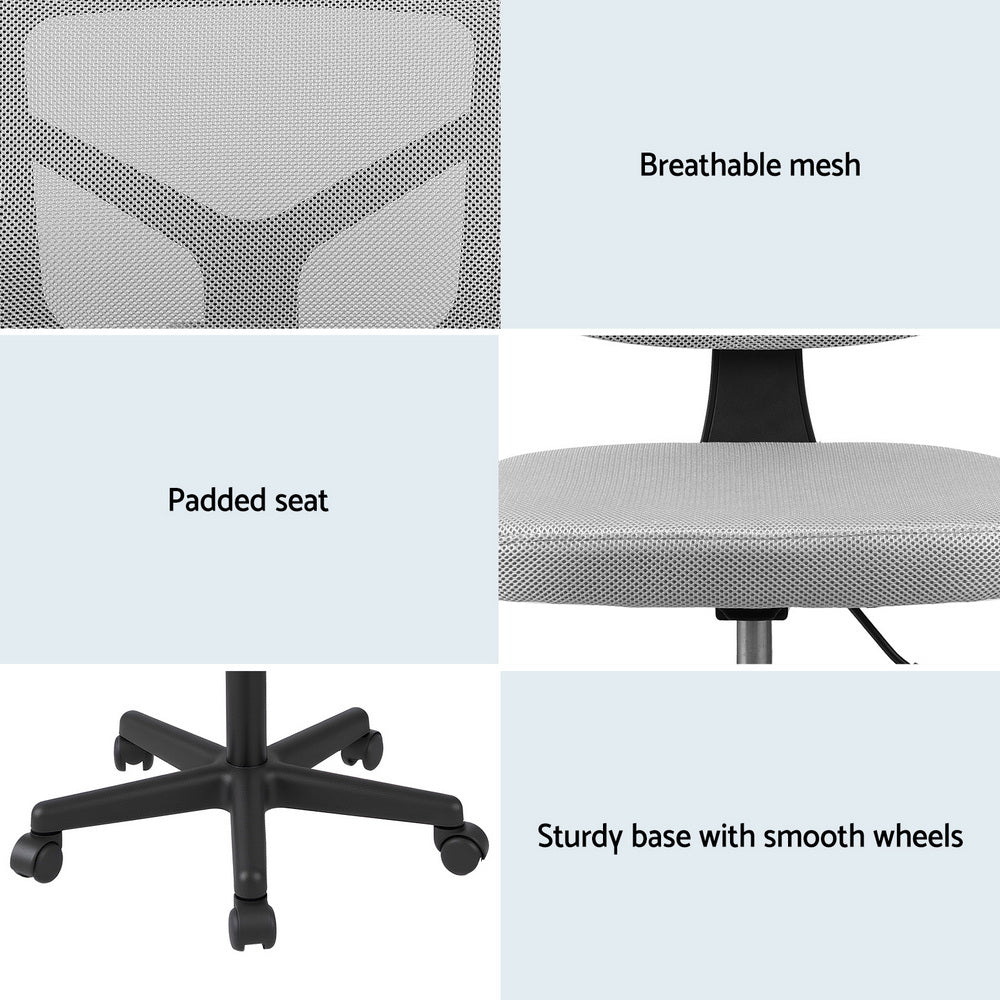 Dwellingup grey armless ergonomic mesh office chair