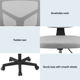 Dwellingup grey armless ergonomic mesh office chair