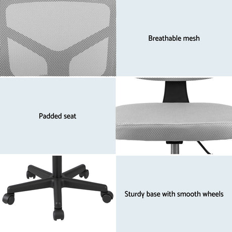 Dwellingup grey armless ergonomic mesh office chair