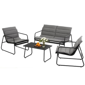 Bonny Hills textilene outdoor sofa set with table and chairs on a patio