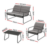Gardeon 4 Piece Outdoor Sofa Set Table and Chairs with Cushion Textilene — Allure Home Collections