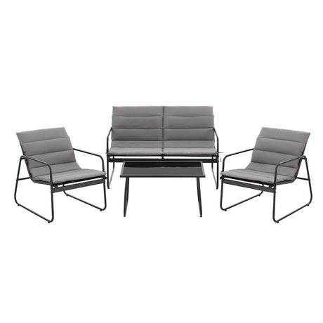 Gardeon 4 Piece Outdoor Sofa Set Table and Chairs with Cushion Textilene — Allure Home Collections