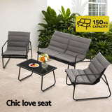 Gardeon 4 Piece Outdoor Sofa Set Table and Chairs with Cushion Textilene — Allure Home Collections