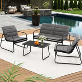 Gardeon 4 Piece Outdoor Sofa Set Table and Chairs with Cushion Textilene — Allure Home Collections