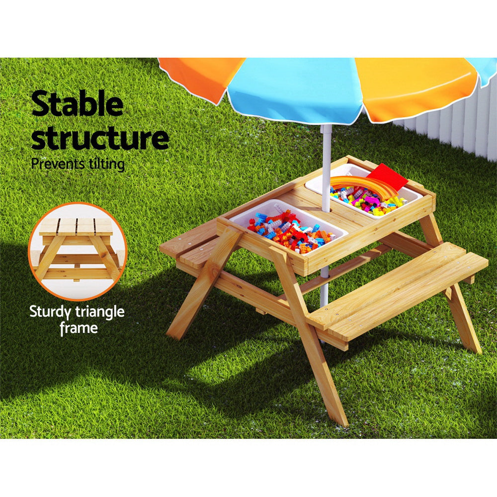Kids picnic table with hidden storage boxes under the tabletop