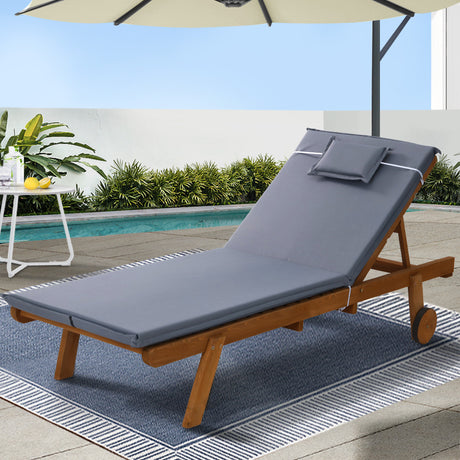 Nerang grey timber sun lounge in an outdoor setting