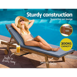 Gardeon 2 x Wooden Sun Lounge Outdoor Day Bed with Wheels Grey — Allure Home Collections