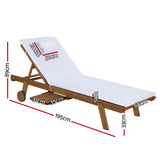 Gardeon Wooden Sun Lounge with Wheels