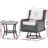 Gardeon 3-Piece Swivel Wicker Bistro Set
