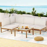 Gardeon 4-Seater Outdoor Sofa Set Wooden Lounge Setting 5PCS