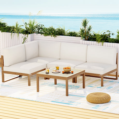 Biggera 5 Piece Outdoor Corner Lounge Set, Oak Timber