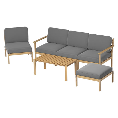 Paradise Point oak timber outdoor lounge set in an outdoor setting