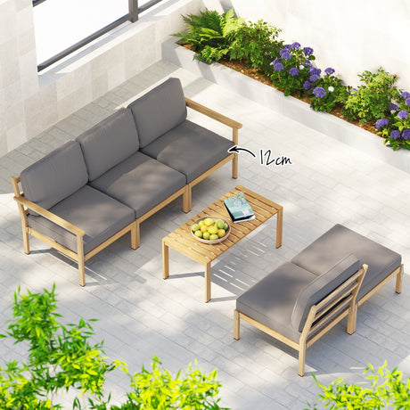 Paradise Point 6 Piece Outdoor Lounge Set, Oak Timber