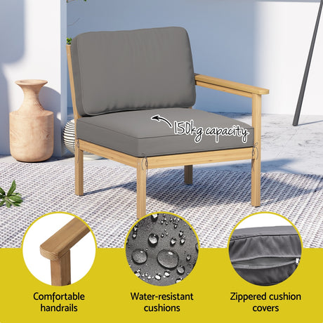 Paradise Point 6 Piece Outdoor Lounge Set, Oak Timber