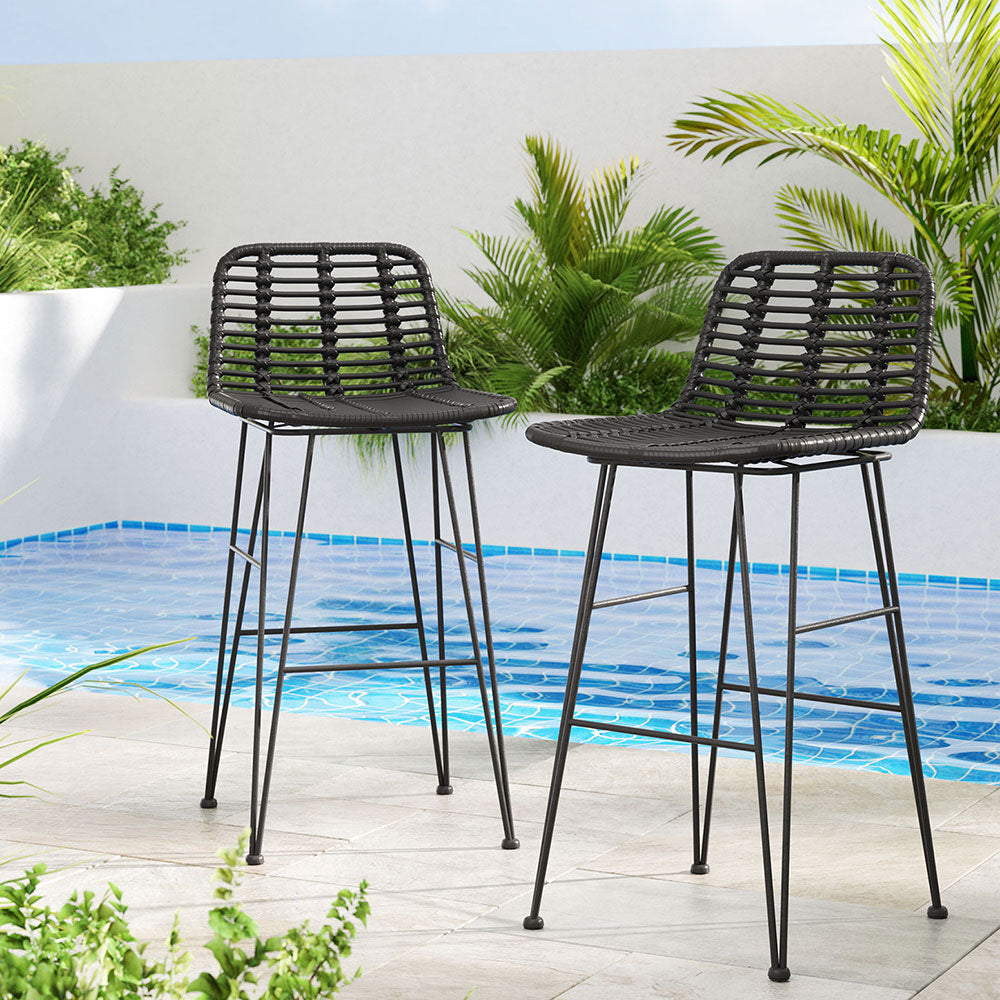 Pair of Gardeon outdoor bar stools in alfresco dining setting — Allure Home Collections
