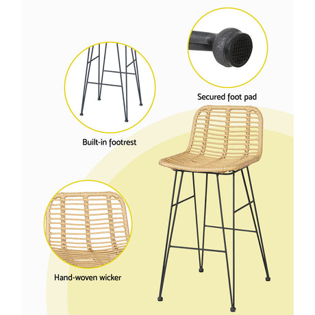 Scarborough Point 3 Piece Outdoor Bar Set, Brown and Black
